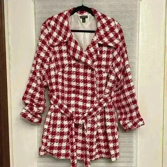 New Nina Leonard houndstooth sangria coat XL - Picture 1 of 10